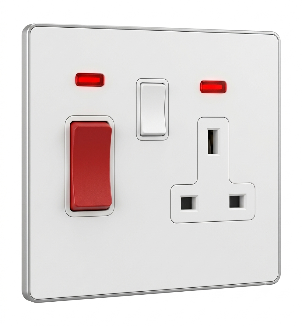 MAX9046 1 gang 13A DP switched cable outlet with indicator and fuse